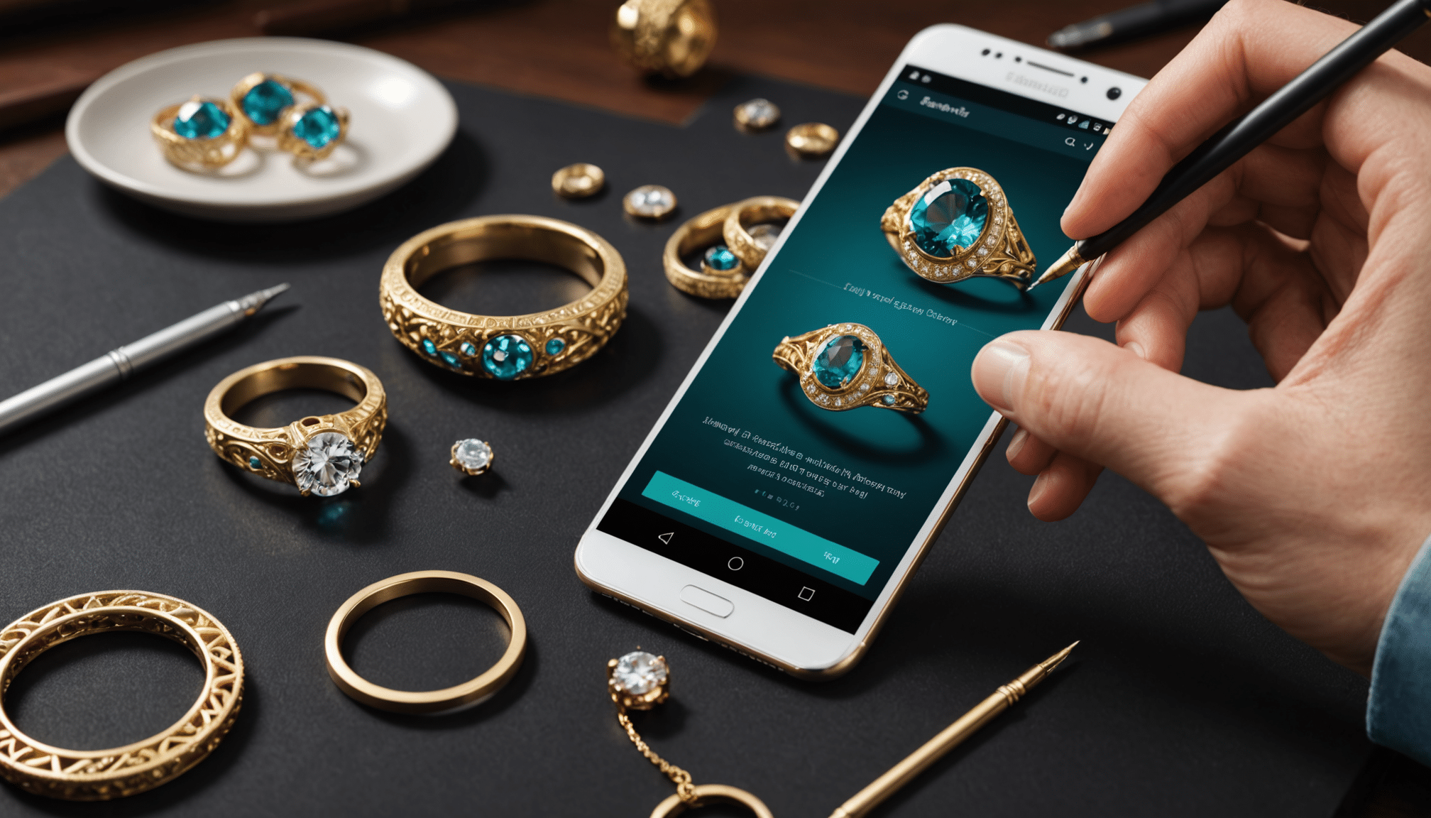 découvrez notre service innovant de création de bijoux et de design 3d sur android. transformez vos idées en pièces uniques grâce à notre application conviviale, qui vous permet de concevoir et personnaliser vos bijoux en quelques clics. laissez libre cours à votre créativité et portez des accessoires qui vous ressemblent!